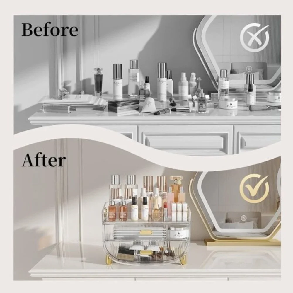 New Clear Makeup Organizer with Drawers, Stylish Vanity & Room Counter Storage